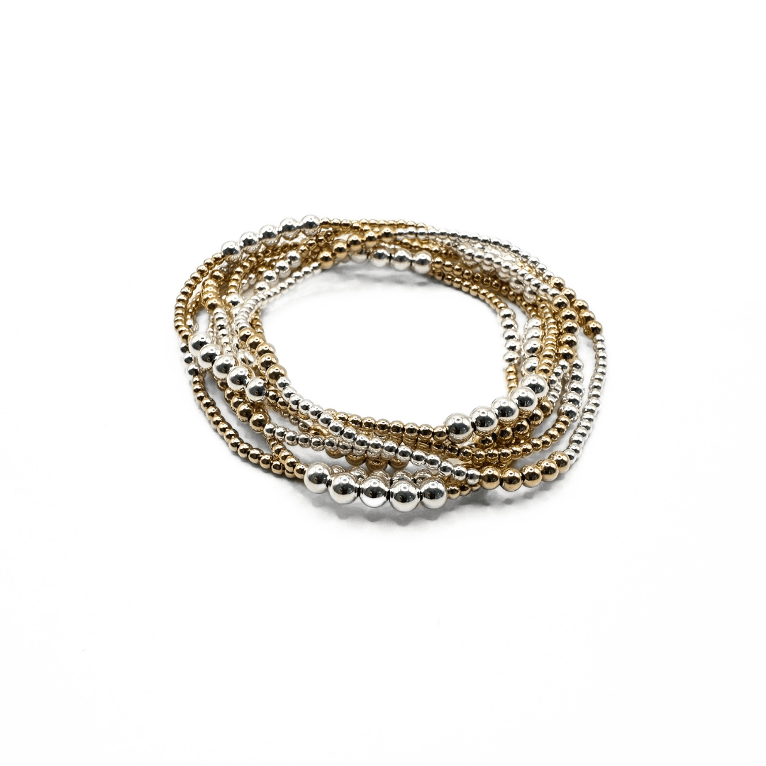2mm The Hamptons Alloy 14k Gold-Filled with Sterling Beaded Bracelet | 6.5"