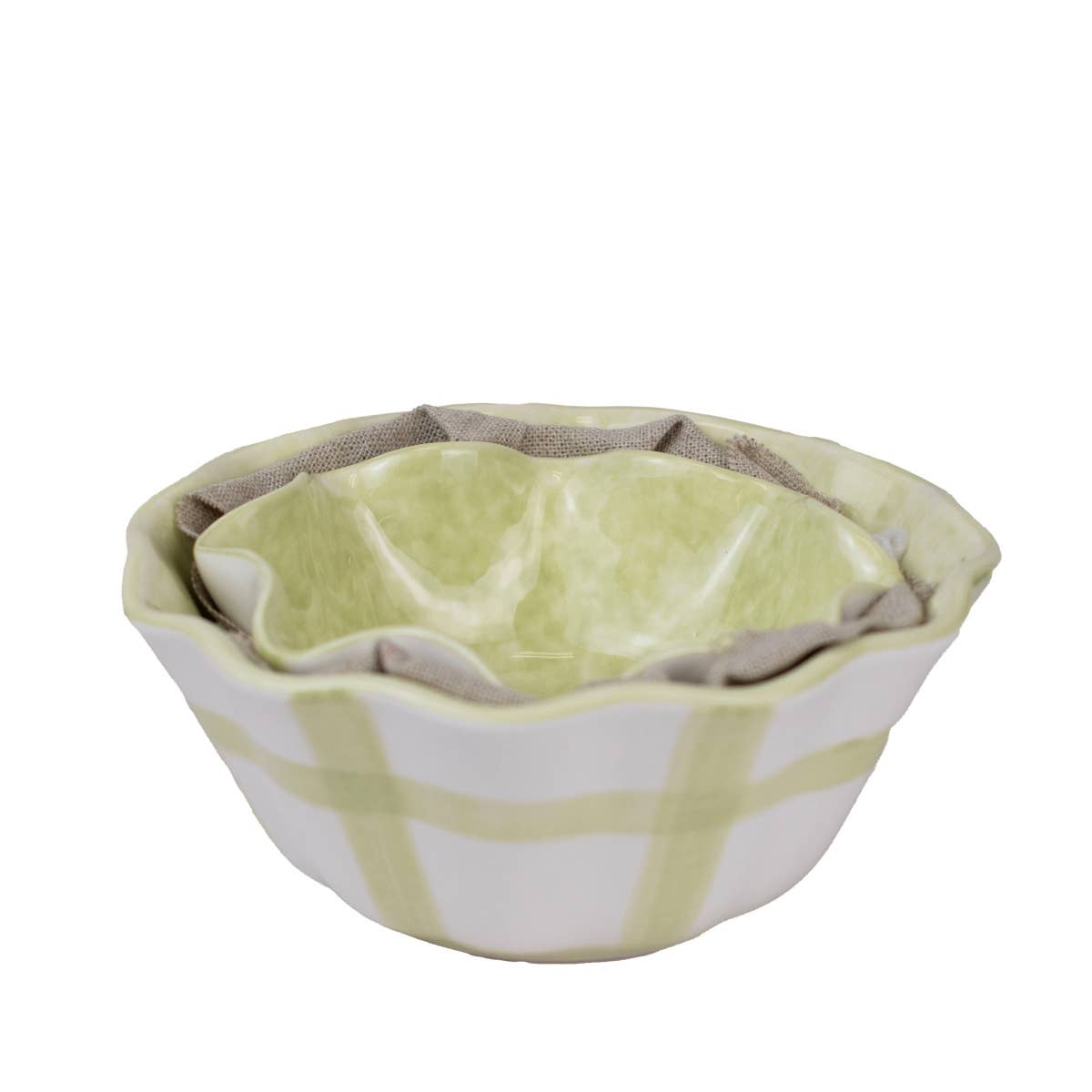 Gingham Ruffle Nesting Bowls
