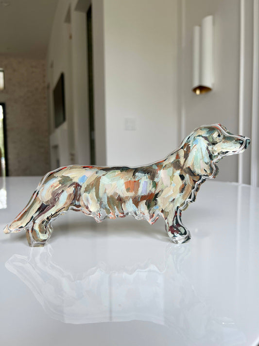 "Dachshund Blonde Long-haired" Acrylic Shelfie Small