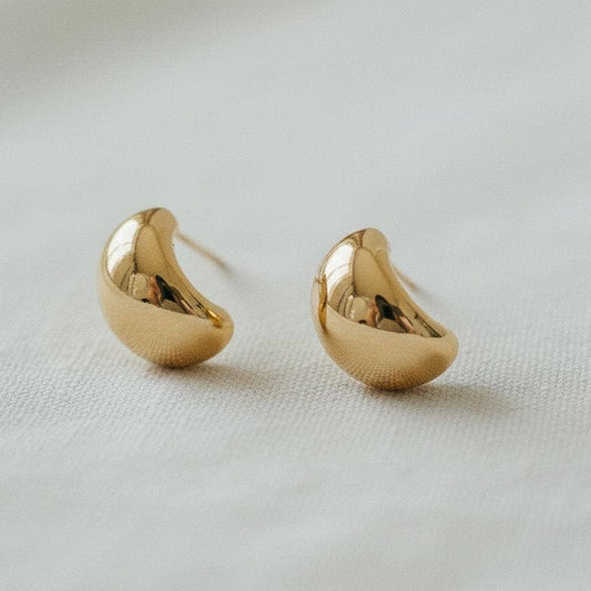 Gold Plated C-Shape Stud Earrings