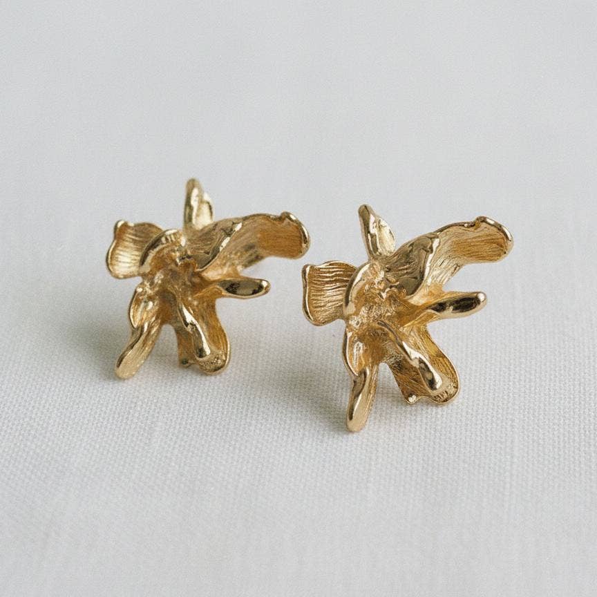 Vintage Inspired Iris Flower Stud Earrings