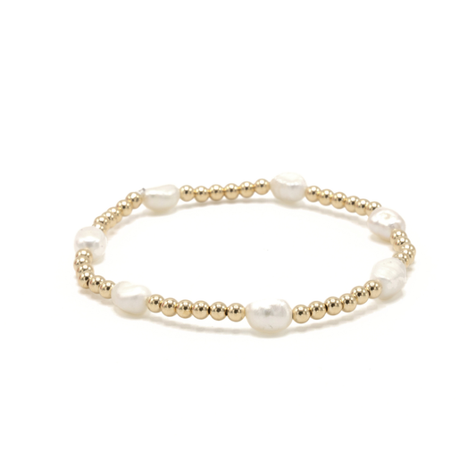 Baroque Patterned Pearl Bracelet in 14k Gold-Filled | 7"