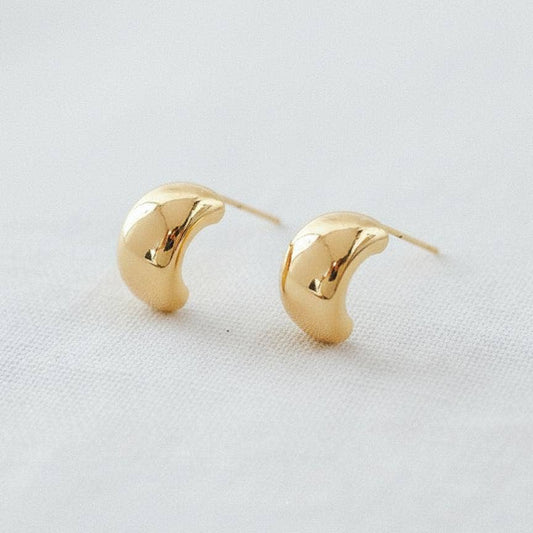 Gold Plated C-Shape Stud Earrings