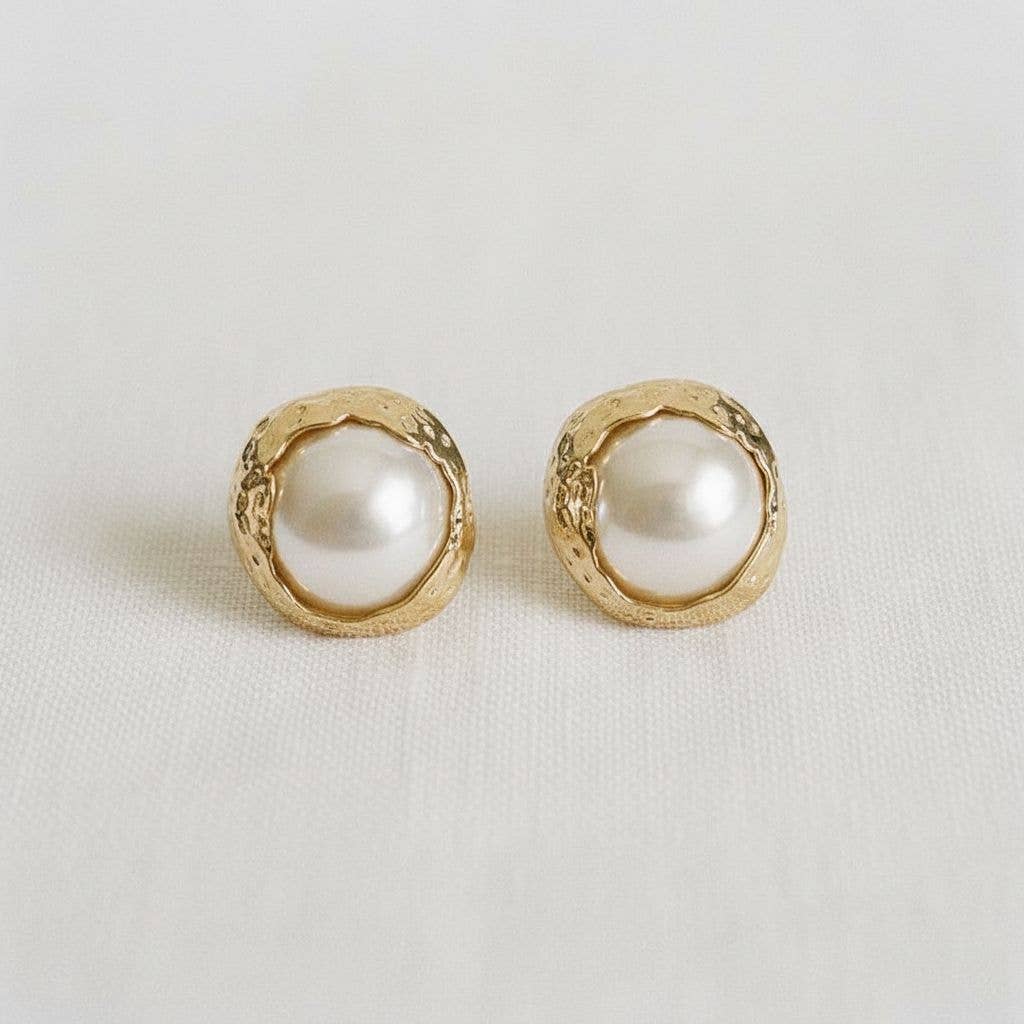 Elegant Round Pearl Drop Earrings