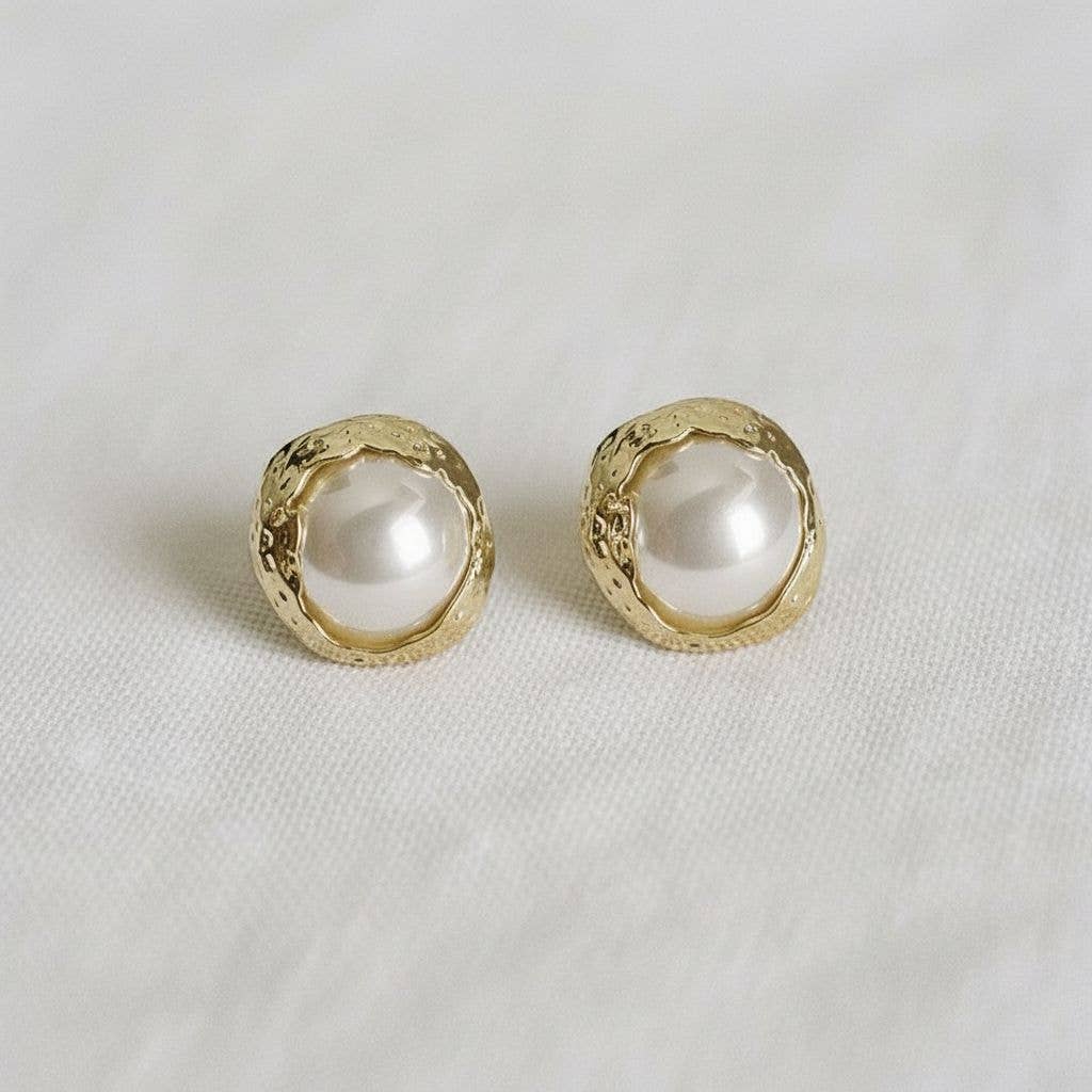 Elegant Round Pearl Drop Earrings