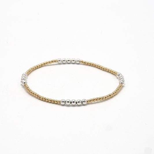 2mm The Hamptons Alloy 14k Gold-Filled with Sterling Beaded Bracelet | 6.5"