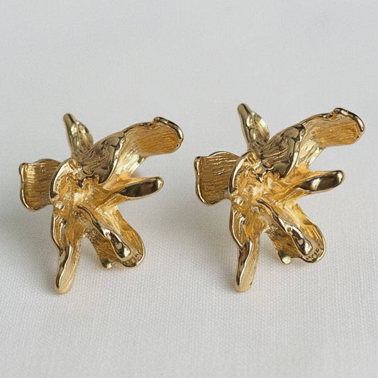 Vintage Inspired Iris Flower Stud Earrings