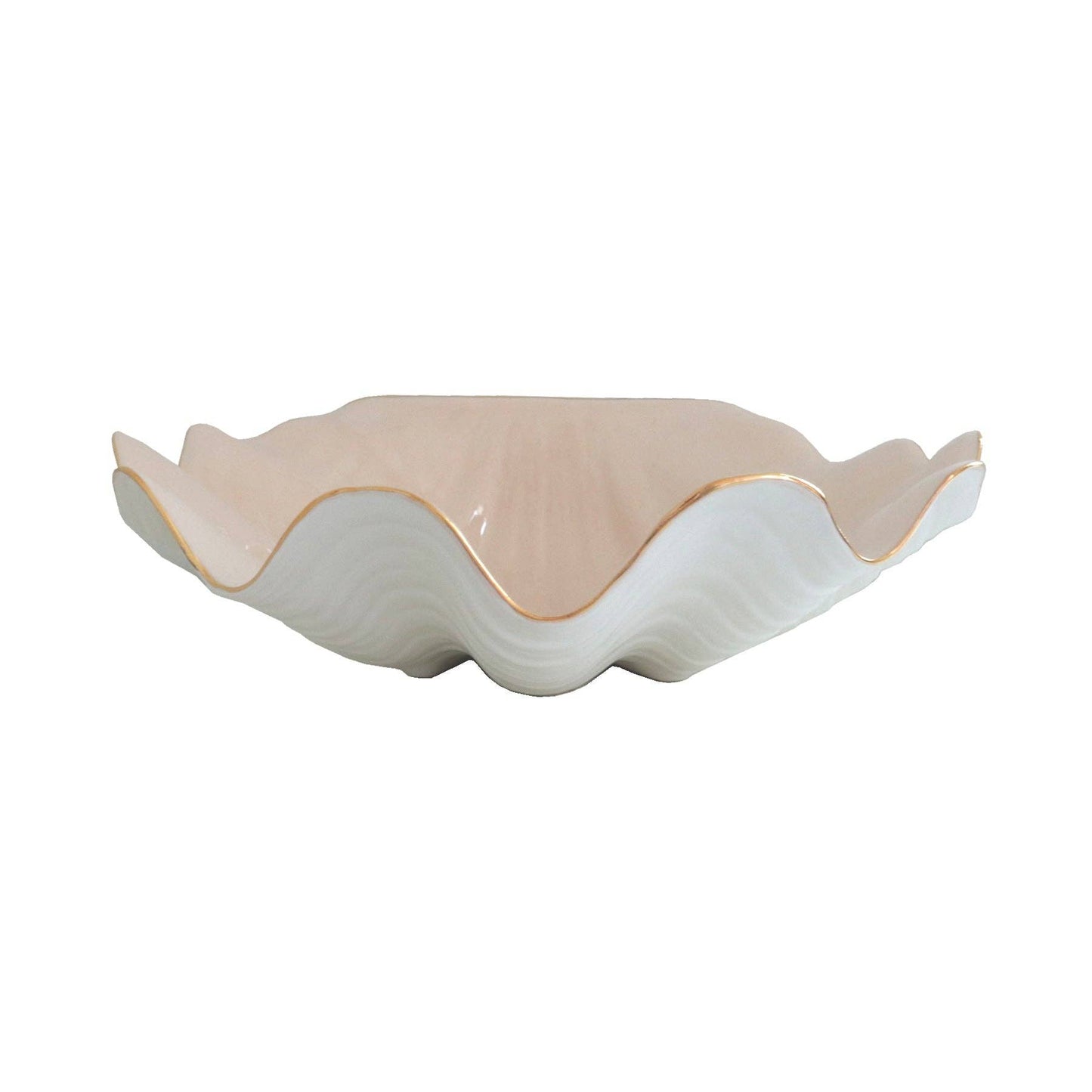 Clam Shell Bowl with 22K Gold Accent | Blush, Large