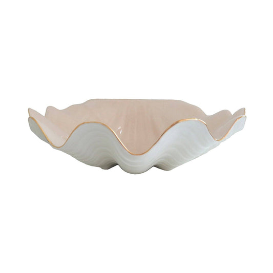 Clam Shell Bowl with 22K Gold Accent | Blush, Large